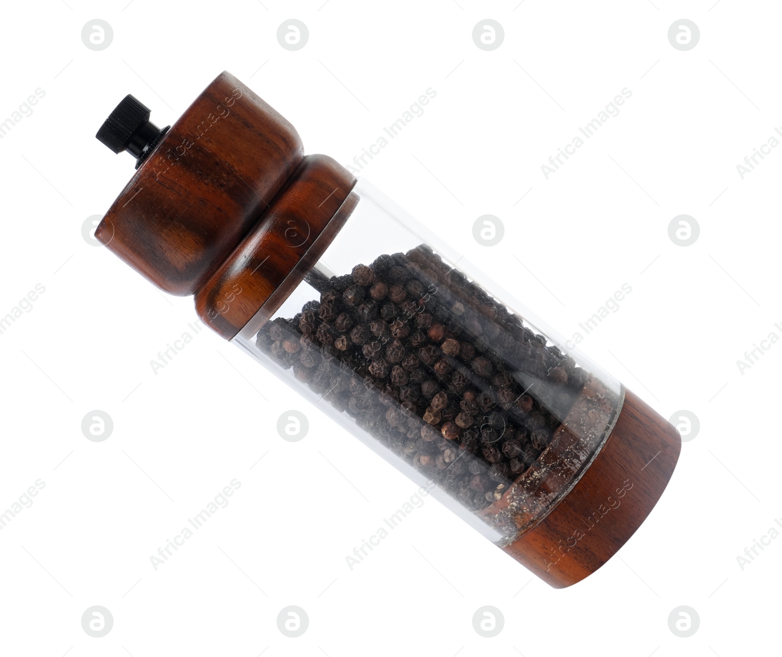 Photo of One shaker with pepper isolated on white