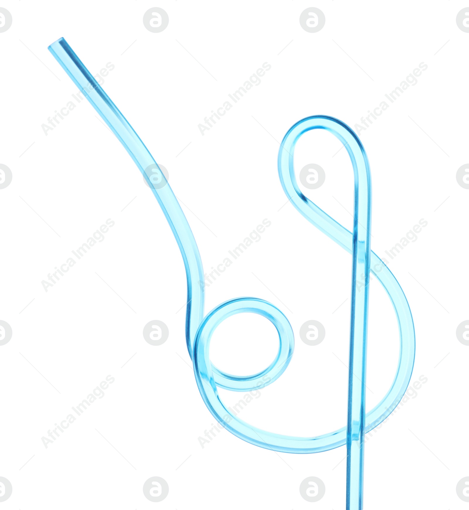 Photo of Light blue plastic cocktail tube isolated on white