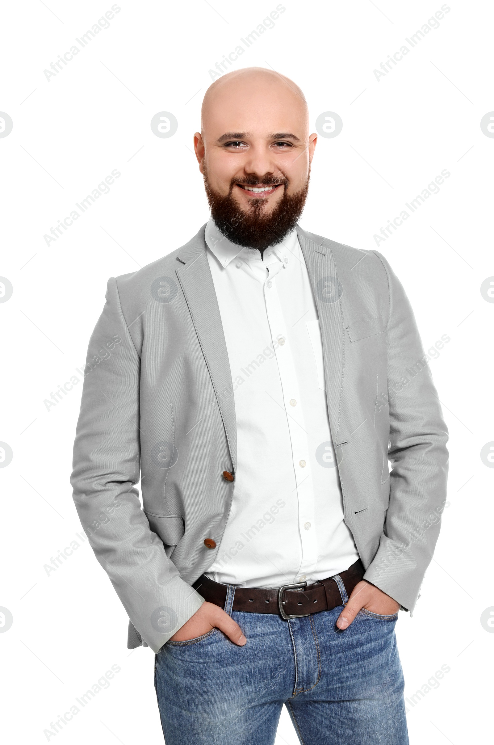 Photo of Portrait of confident young businessman on white background