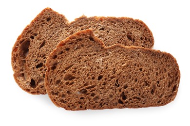 Photo of Slices of sodawater bread on white background, top view
