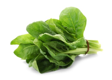 Bundle of fresh spinach isolated on white