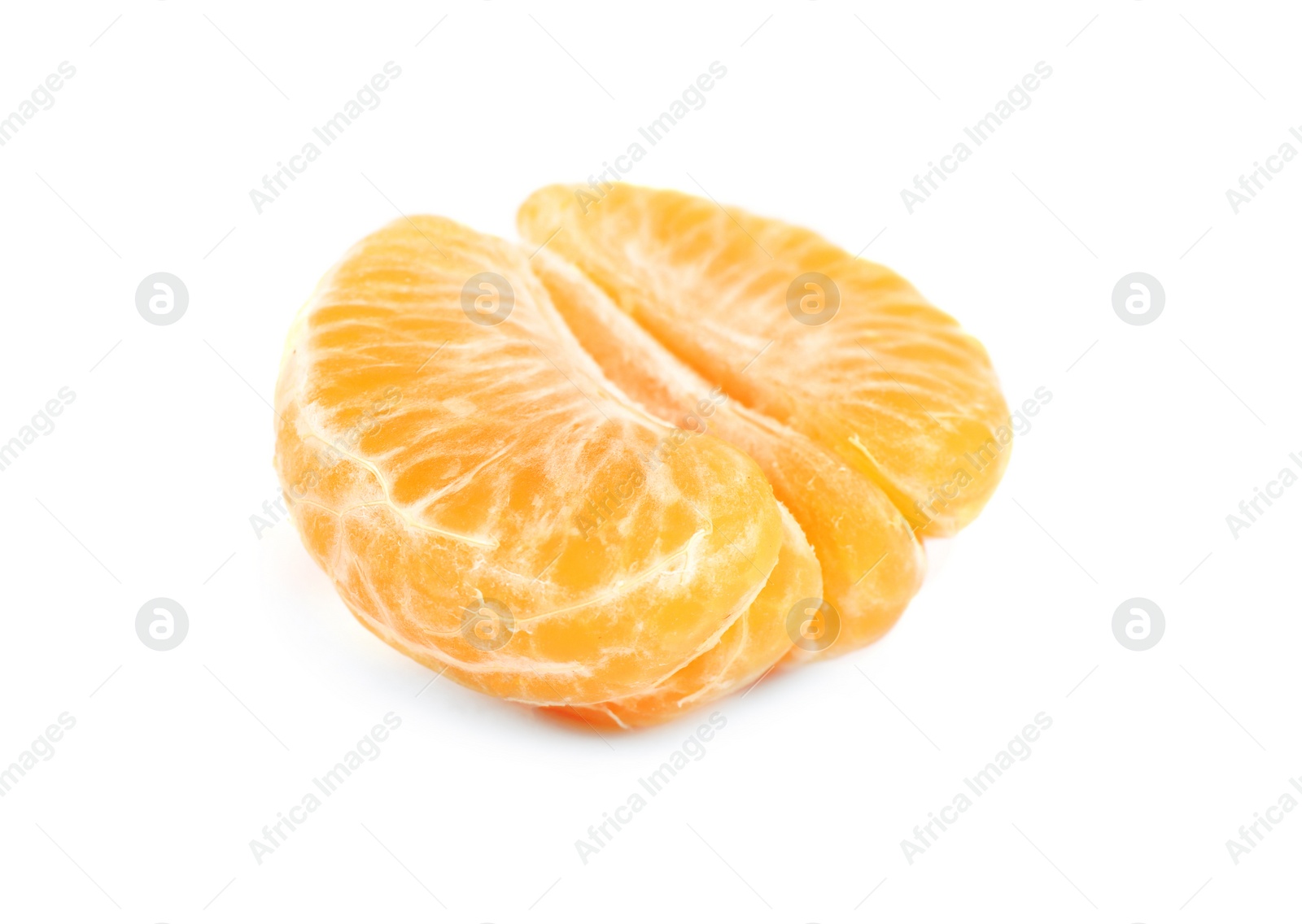 Photo of Peeled fresh juicy tangerine isolated on white