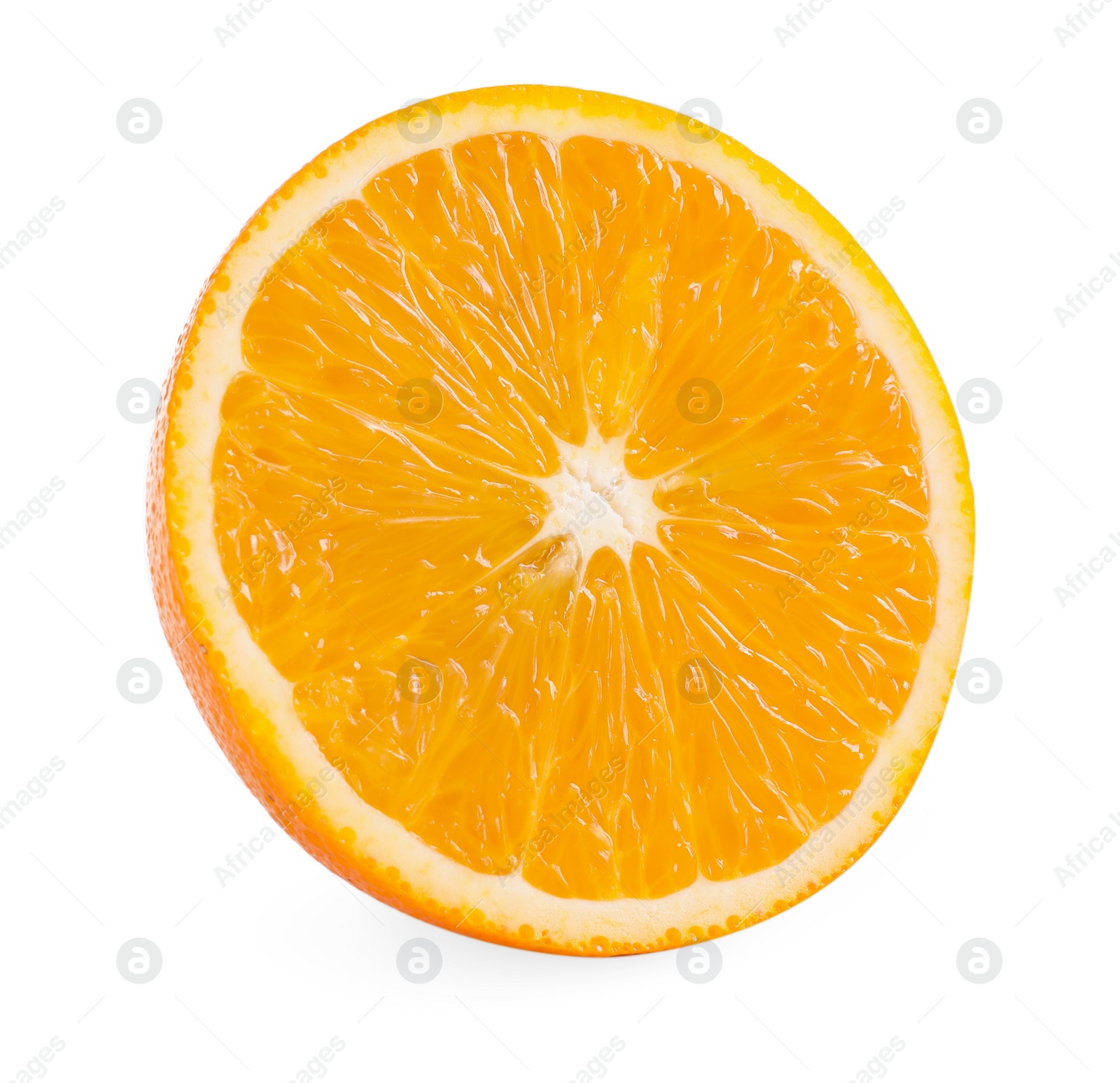 Photo of Half of fresh ripe orange isolated on white