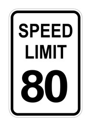 Illustration of Traffic sign SPEED LIMIT 80 on white background, illustration