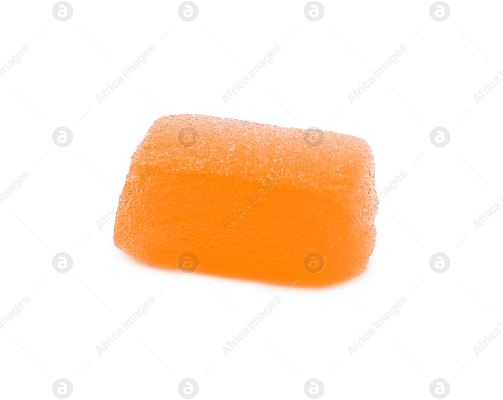 Photo of Tasty orange jelly candy isolated on white