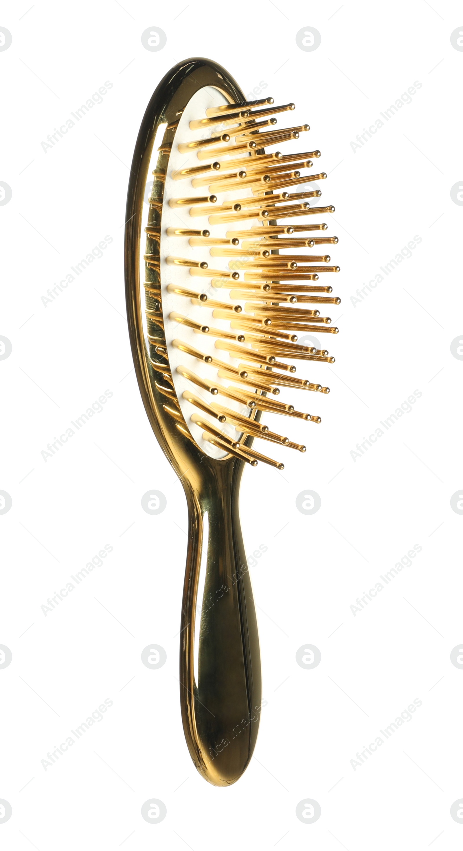 Photo of New stylish hair brush isolated on white