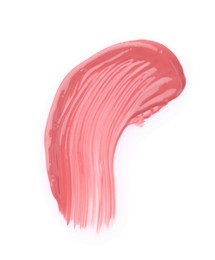 Stroke of pink lip gloss isolated on white, top view