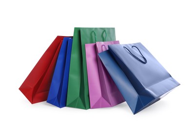 Colorful paper shopping bags isolated on white