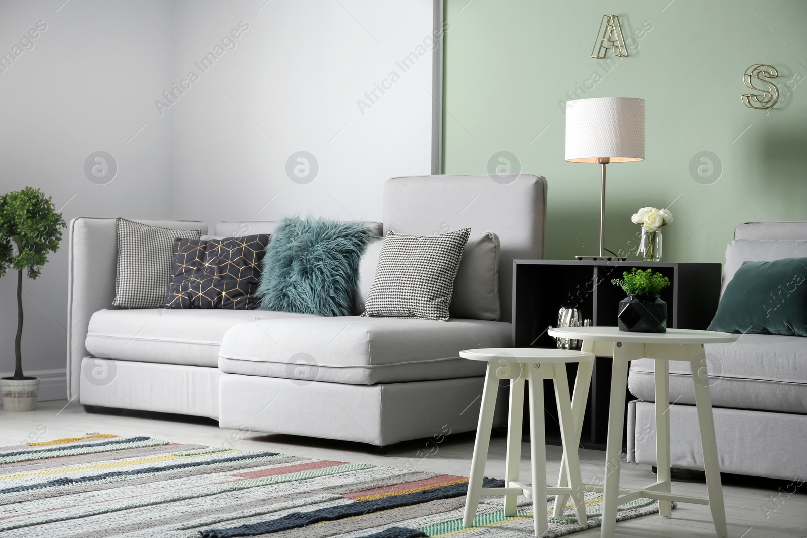 Photo of Modern living room interior with comfortable sofa