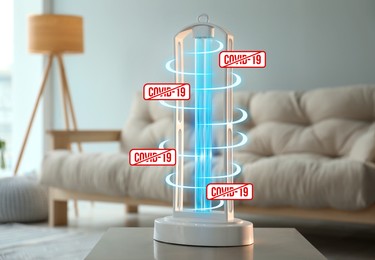 Image of UV sterilizer lamp on table at home