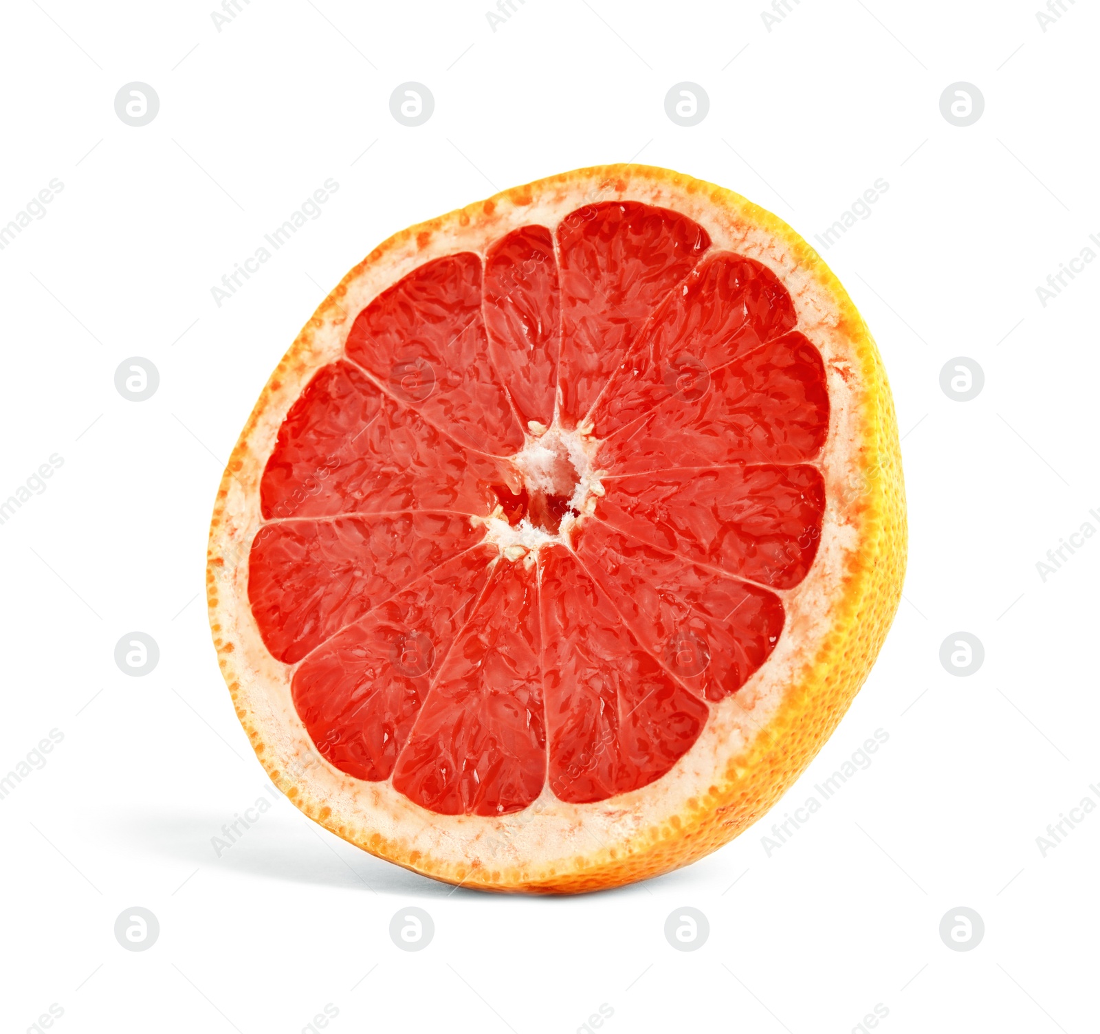 Photo of Half of ripe grapefruit isolated on white