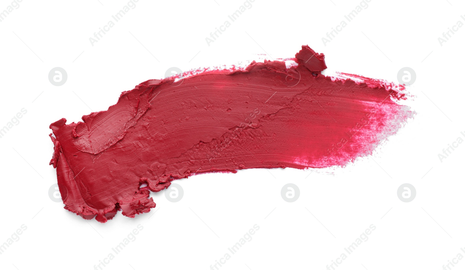 Photo of Swatch of lipstick isolated on white, top view