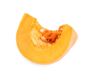 Piece of ripe orange pumpkin isolated on white