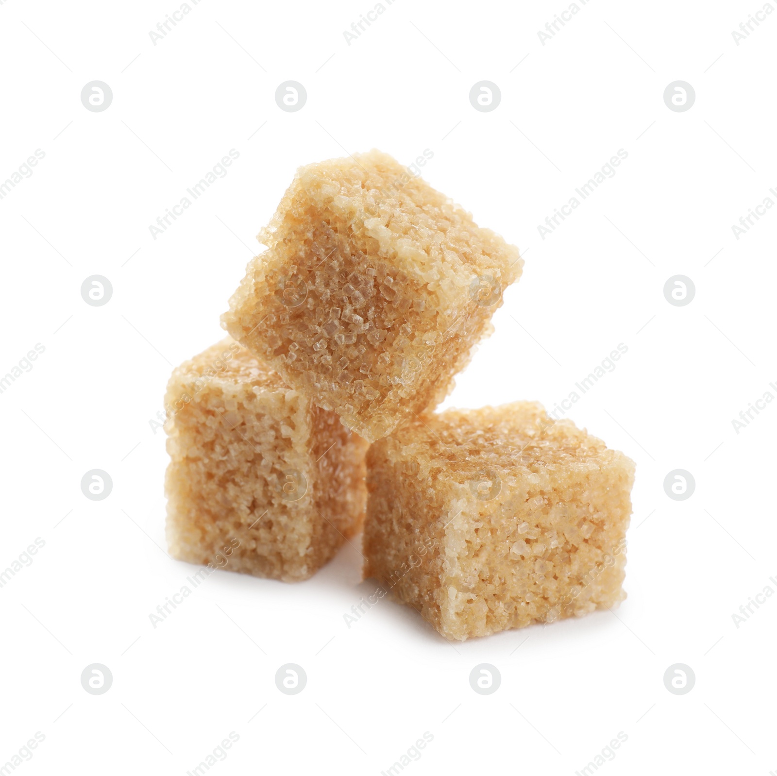 Photo of Cubes of brown sugar isolated on white