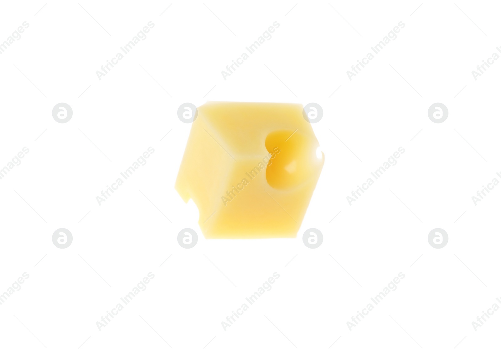 Photo of Cube of delicious cheese isolated on white