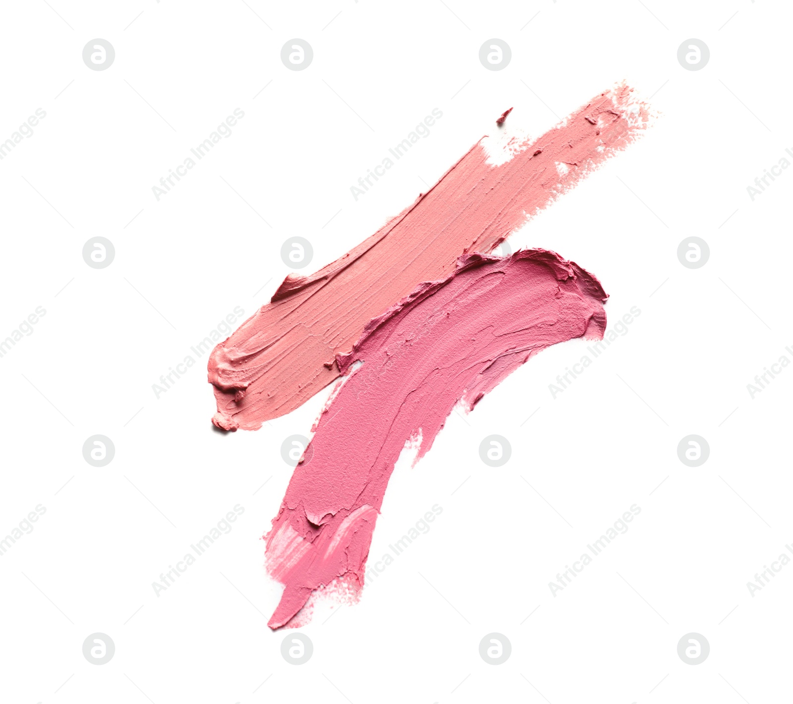 Photo of Lipstick smears isolated on white. Cosmetic product