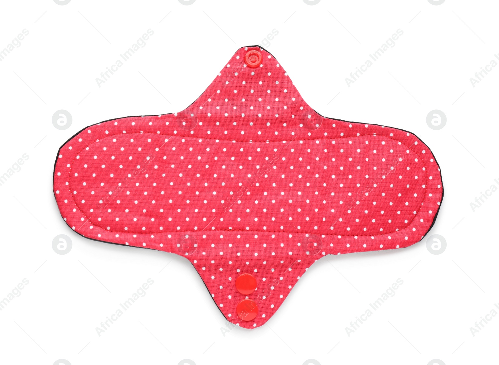 Photo of Cloth menstrual pad isolated on white, top view. Reusable female hygiene product