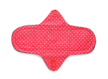 Cloth menstrual pad isolated on white, top view. Reusable female hygiene product