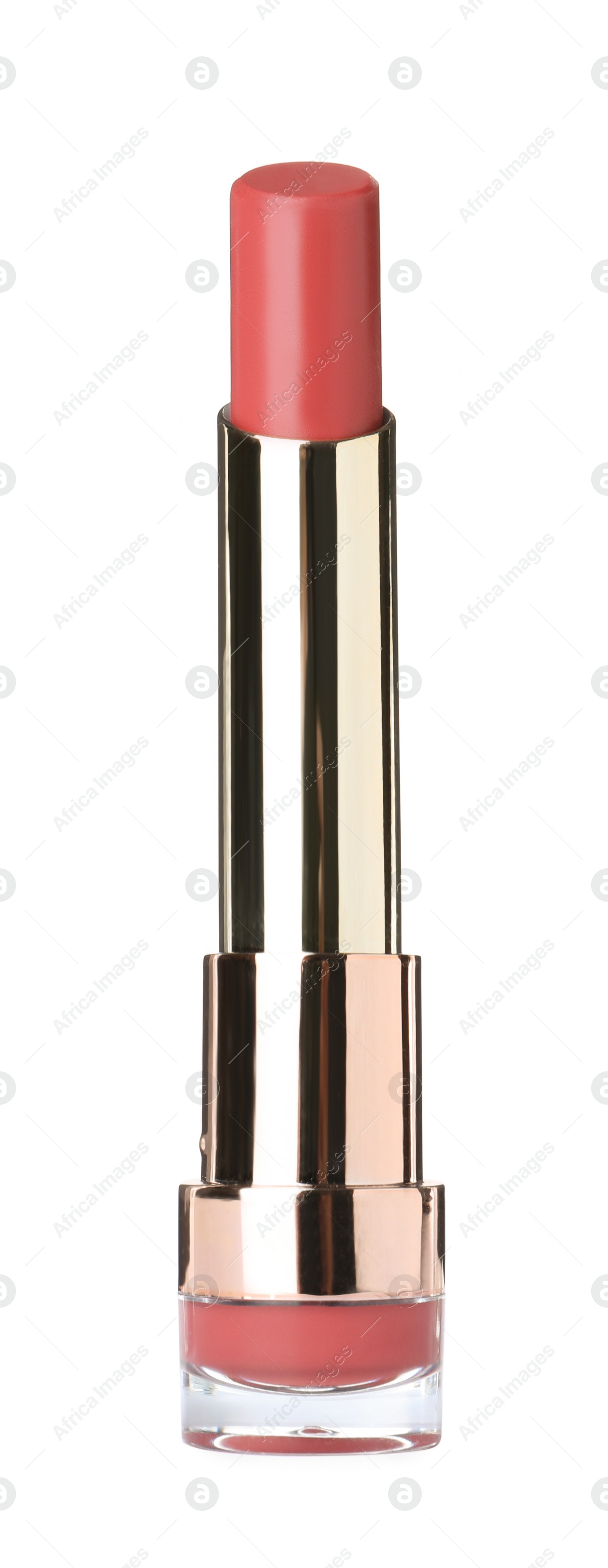 Photo of Beautiful lipstick isolated on white. Makeup product