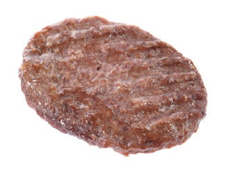 Tasty grilled burger patty isolated on white