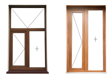 Image of Modern windows with opening type lines on white background