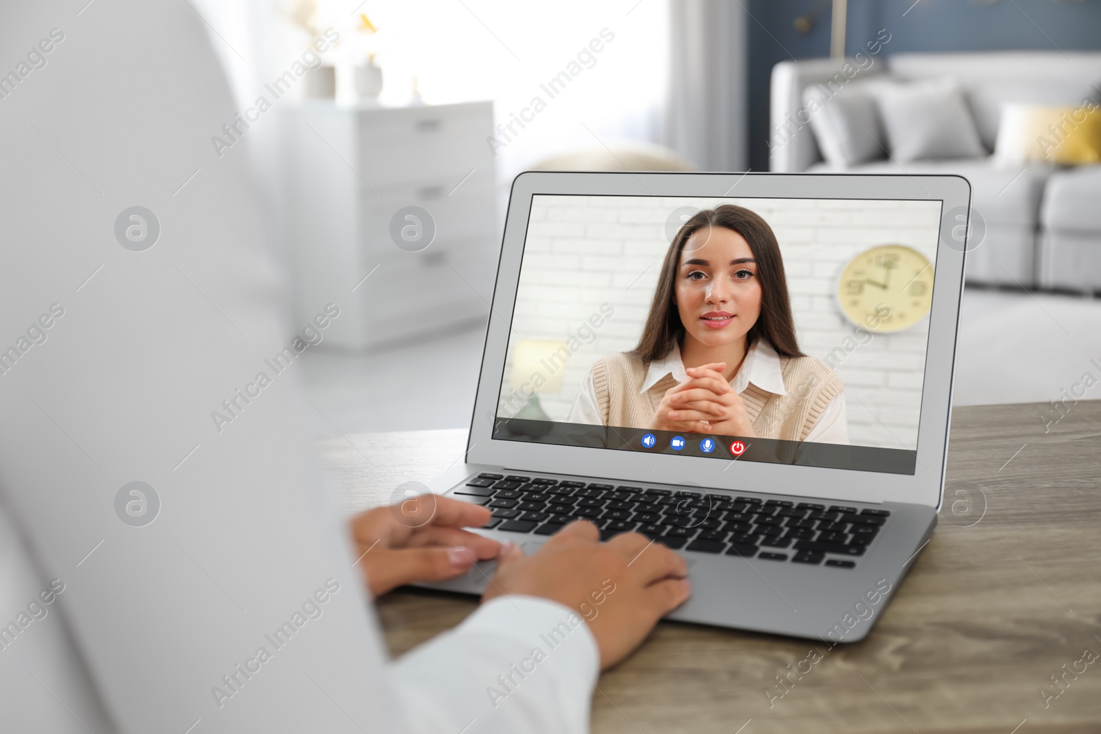 Image of Woman using laptop for online studying, closeup. Webinar concept