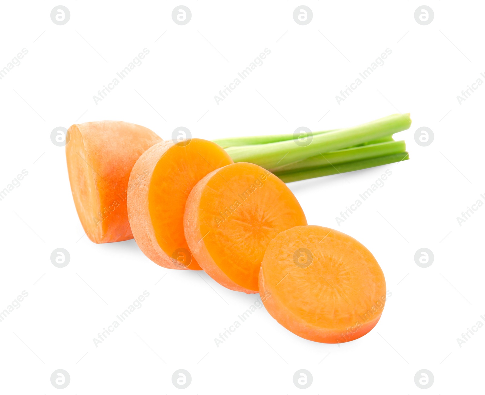 Photo of Ripe sliced carrot on white background