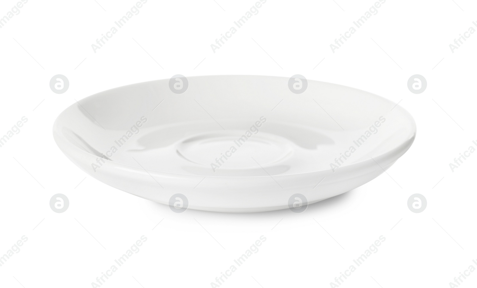 Photo of One clean ceramic saucer isolated on white