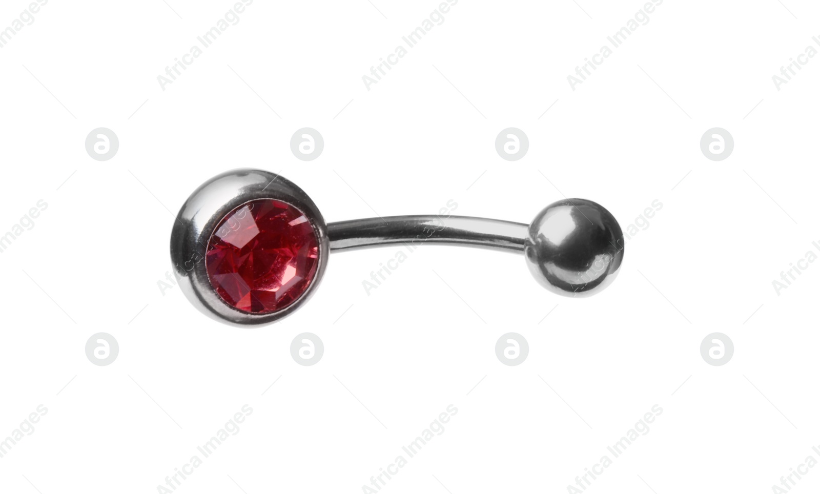 Photo of Piercing jewelry. Belly button ring isolated on white