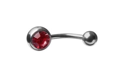 Piercing jewelry. Belly button ring isolated on white