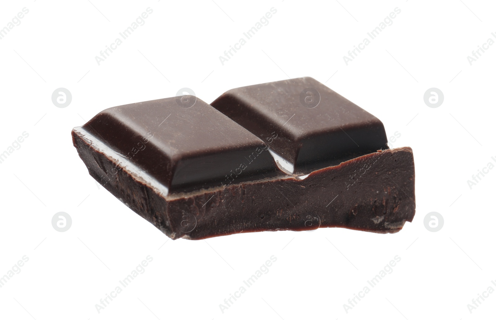 Photo of Piece of delicious dark chocolate isolated on white