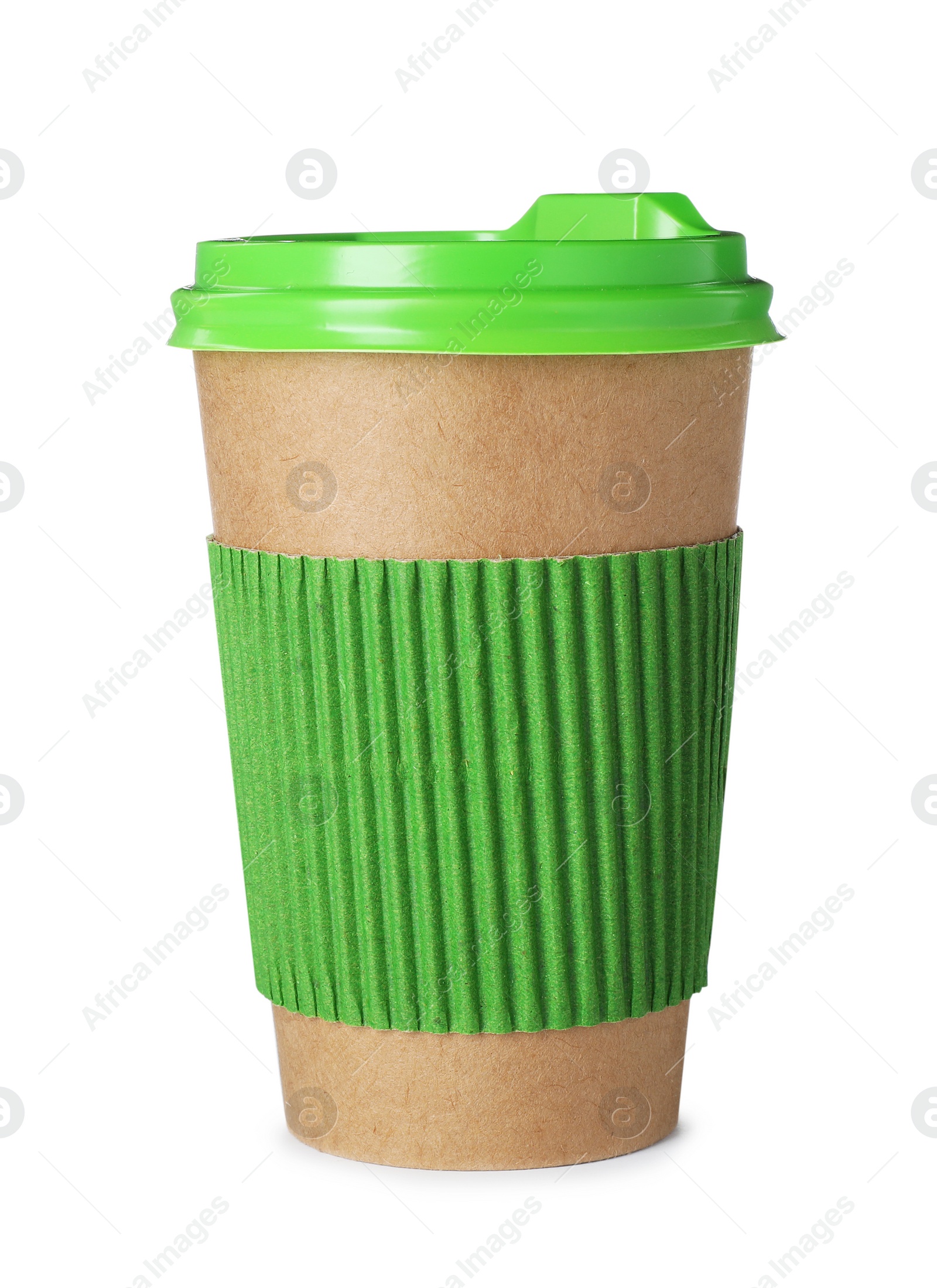 Photo of Paper coffee cup with lid isolated on white