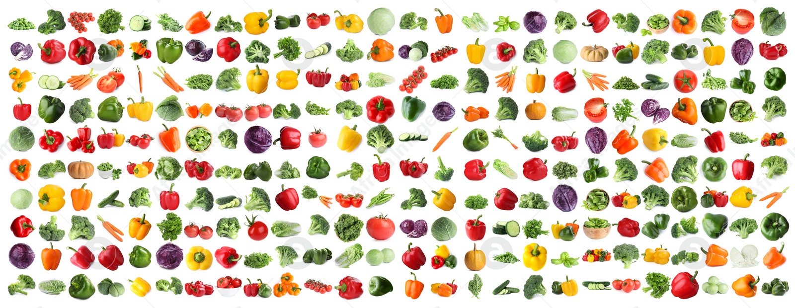 Image of Set of fresh ripe vegetables on white background. Banner design