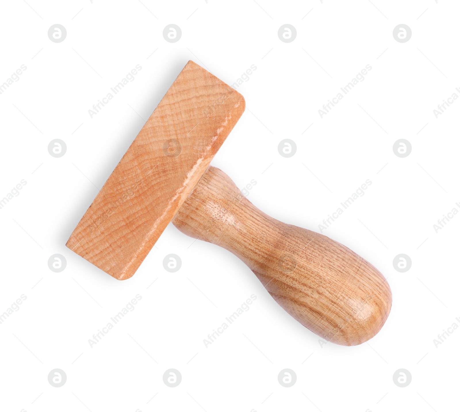 Photo of One wooden stamp tool isolated on white, top view