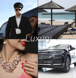 Image of Collage of beautiful pictures with luxury life