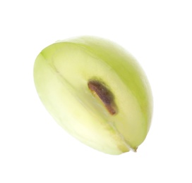 Photo of Half of fresh green grape on white background