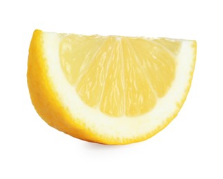 Photo of Slice of fresh lemon isolated on white