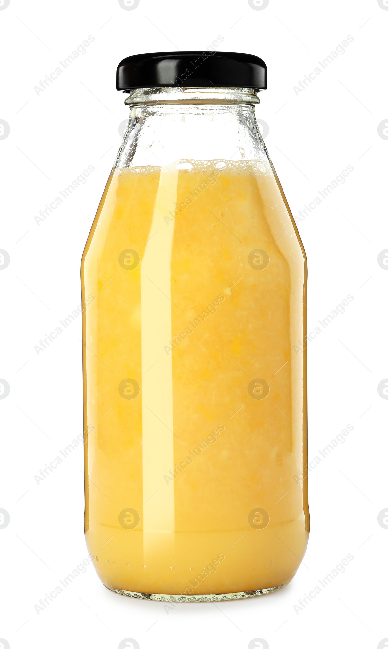 Photo of Bottle of fresh juice isolated on white