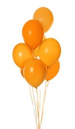Bunch of orange balloons on white background