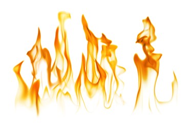 Beautiful bright fire flames on white background