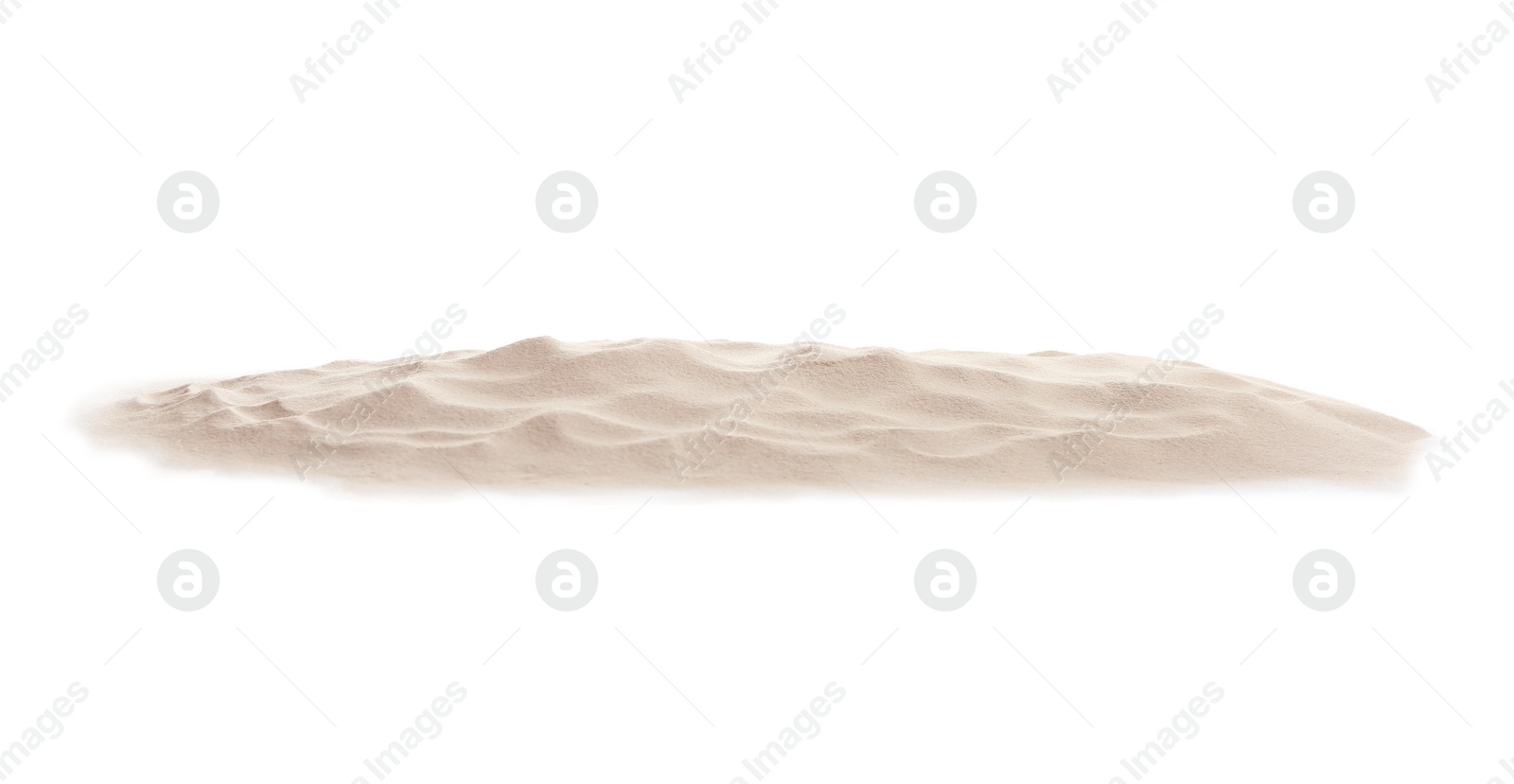 Photo of Pile of dry beach sand on white background