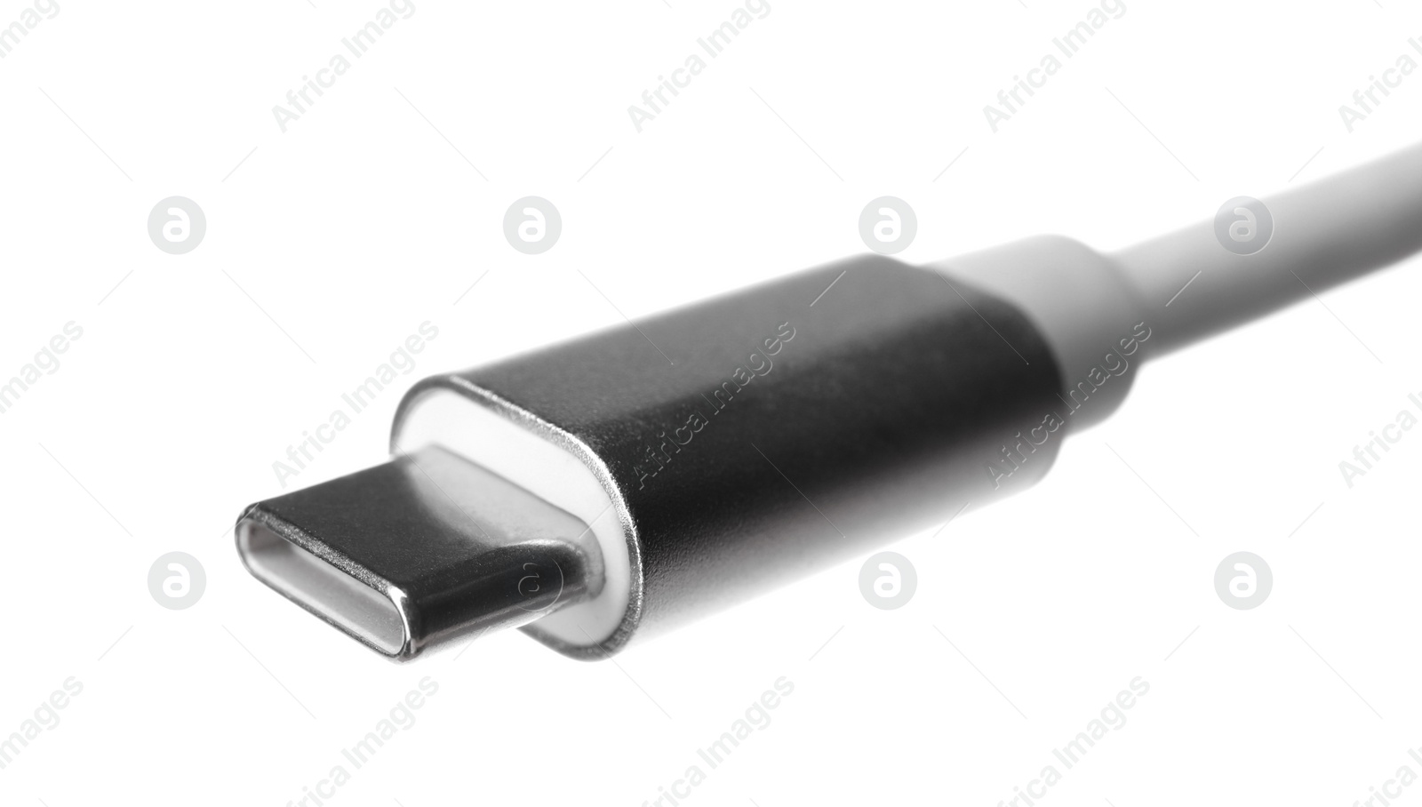 Photo of USB type C cable isolated on white. Modern technology