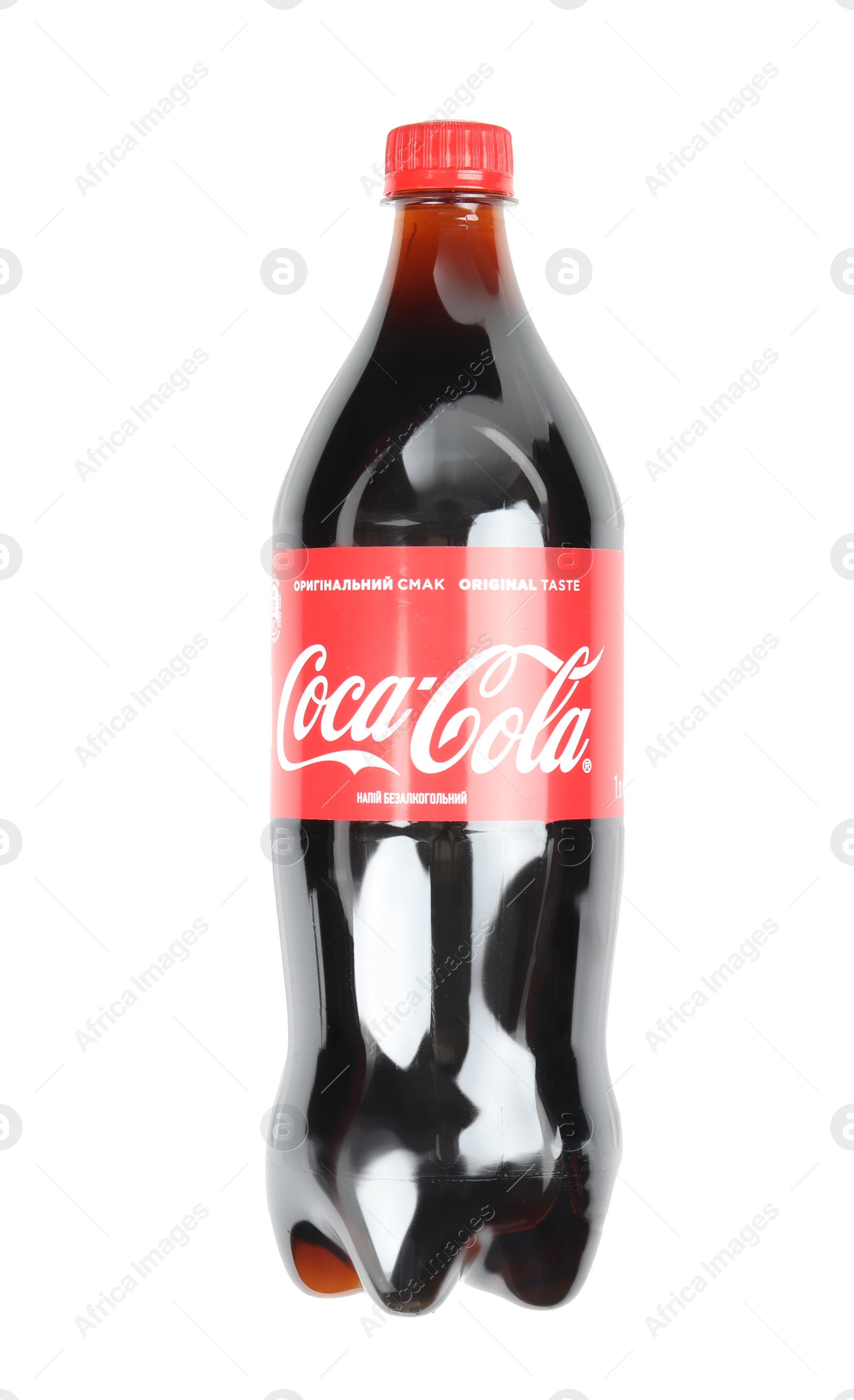 Photo of MYKOLAIV, UKRAINE - NOVEMBER 15, 2018: Bottle of Coca Cola on white background