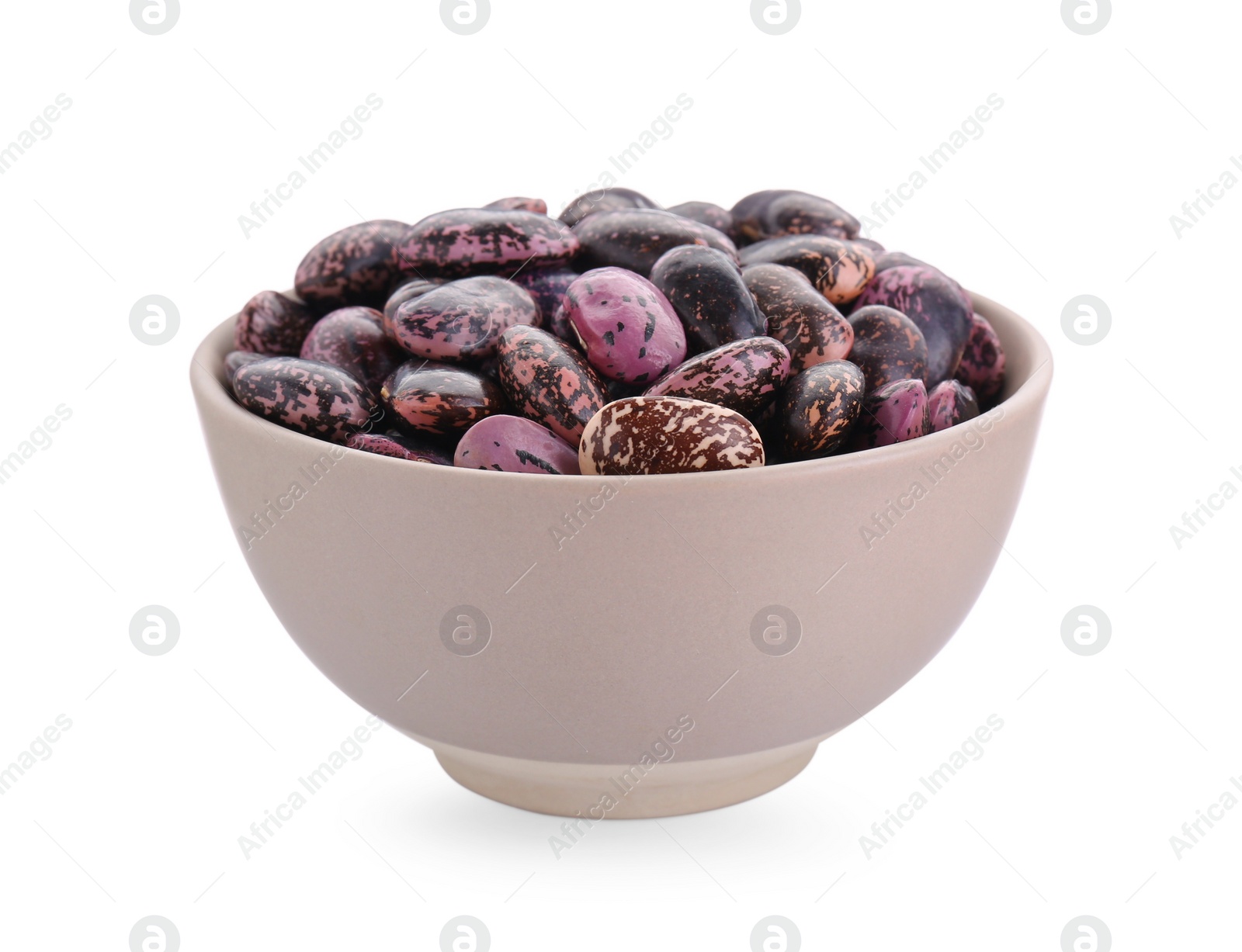 Photo of Bowl with dry kidney beans isolated on white