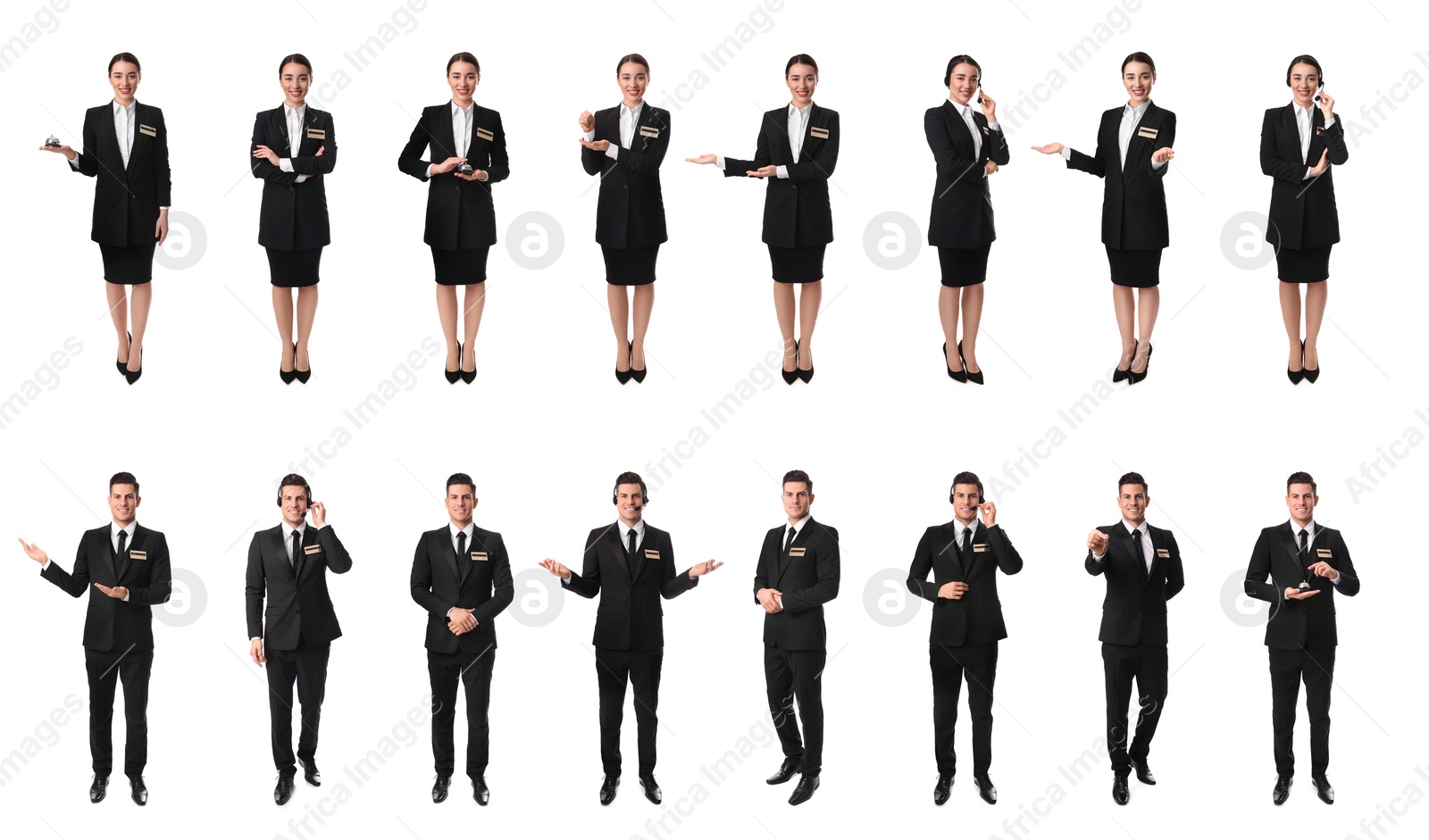 Image of Collage with photos of receptionists on white background