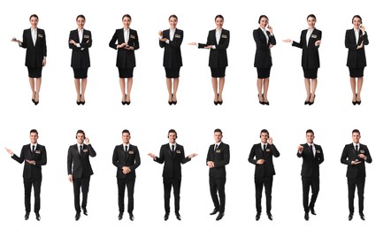 Image of Collage with photos of receptionists on white background