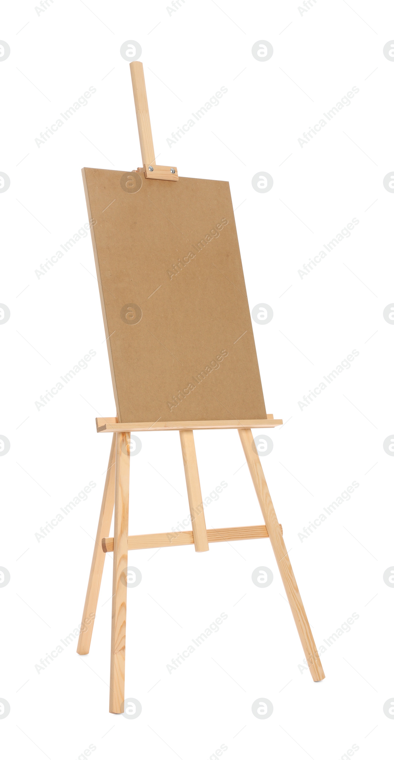 Photo of Wooden easel with board isolated on white. Artist's equipment