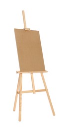 Photo of Wooden easel with board isolated on white. Artist's equipment