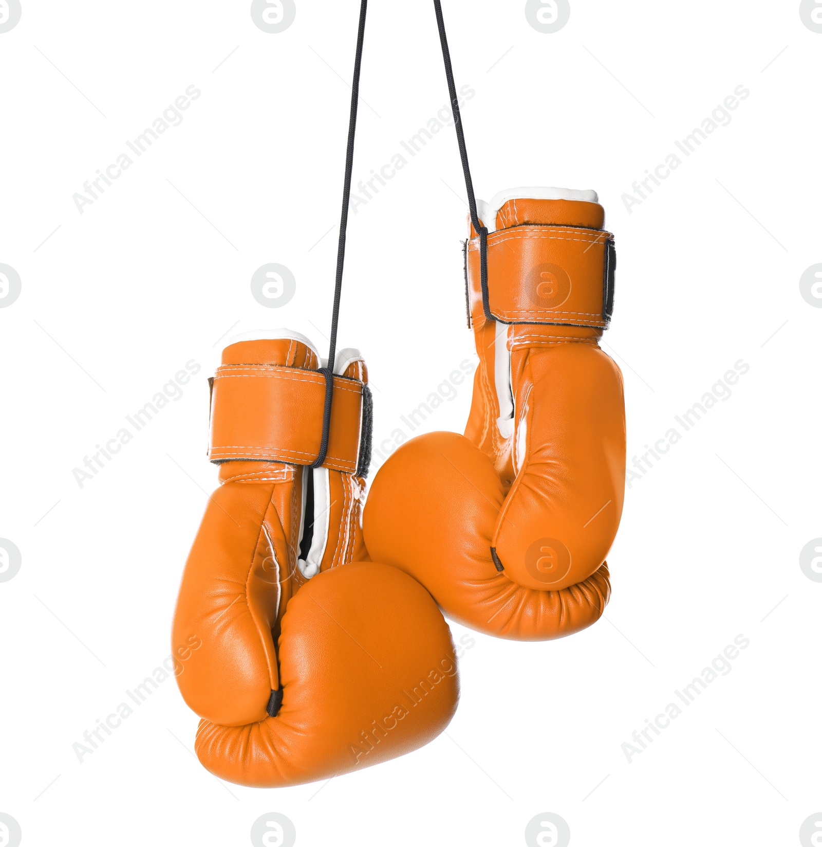 Image of Pair of orange boxing gloves isolated on white