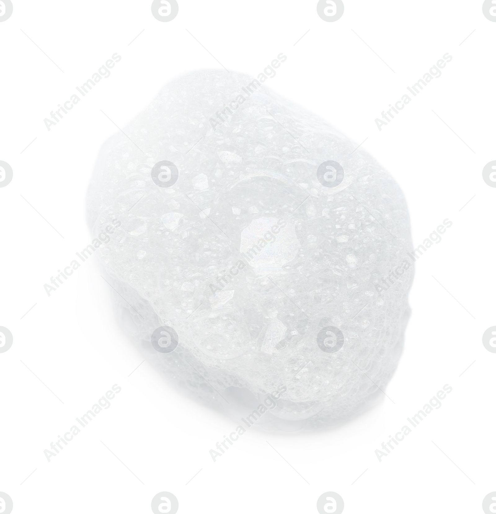 Photo of Drop of bath foam isolated on white, top view